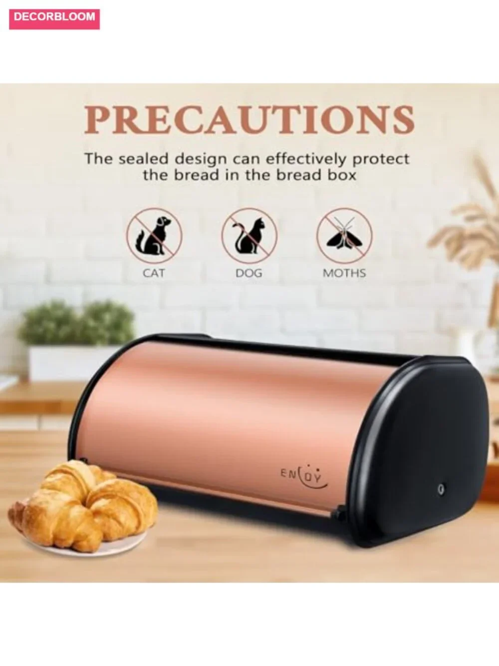Stainless Steel Roll Top Bread Box Large Capacity Kitchen Counter Storage